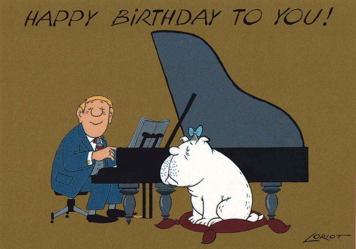 Postkarte A6 von inkognito Loriot Happy Birthday to you Klavier