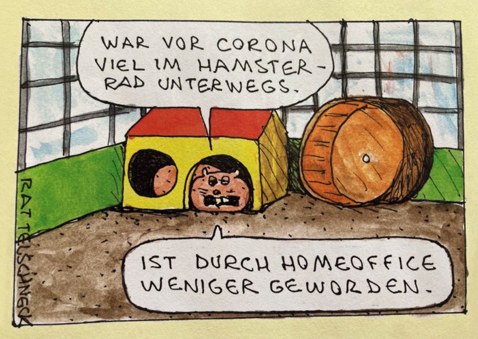 Postkarte A6 inkognito Rattelschneck Hamsterrad