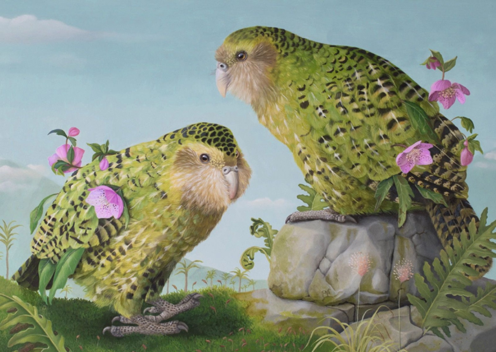 Postkarte A6 von inkognito Kakapo Birds Suzan Visier