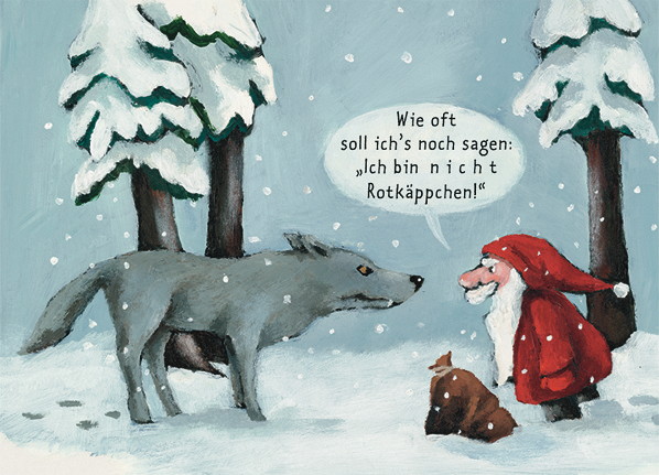 Postkarte A6 von inkognito Henrike Wilson Rotkäppchen Weihnachten