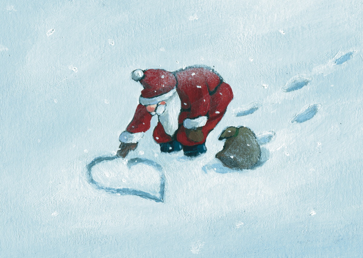 Postkarte A6 von inkognito Henrike Wilson Herz im Schnee Weihnachten