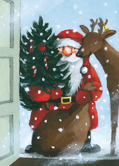 Postkarte A6 von inkognito Henrike Wilson Weihnachten vor der Tür