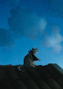 Postkarte A6 von inkognito Katze mit Armbinde II Michael Sowa