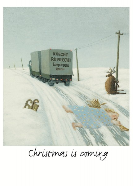 Postkarte A6 von inkognito Christmas is coming Michael Sowa