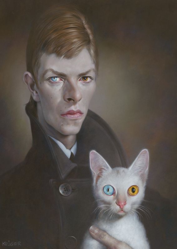 Postkarte A6 von inkognito Junger Mann mit Katze Sebastian Krüger