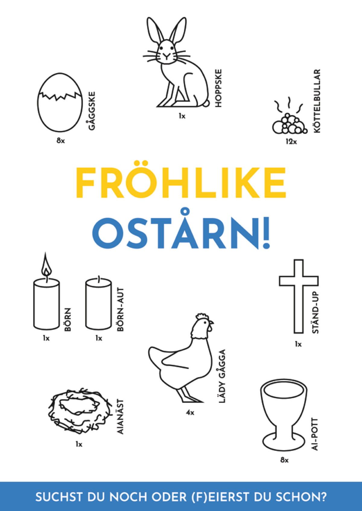 Postkarte A6 von inkognito Fröhlike Ostern RONGENALDO