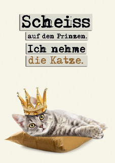 Postkarte A6 Vertrieb von modern times Scheiss auf den Prinzen. Ich nehme die Katze. Kathrin Strasse