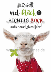 Postkarte A6 von modern times Ziege Alles Gute Viel Glück &amp; richtig Bock...