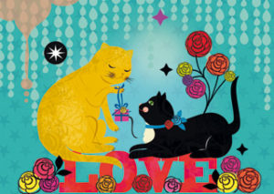 Postkarte A6 modern times Bizarr Verlag Love Cats Taika Tori