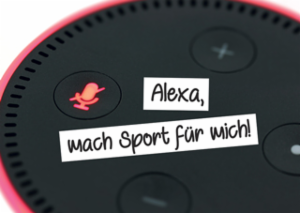 Postkarte A6 von modern times Alexa mach Sport für mich