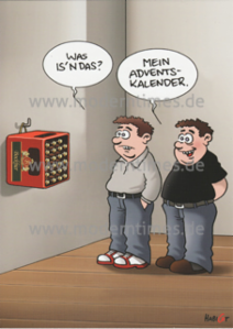 Postkarte A6 modern times Mein Adventskalender Christian Habicht cartoonkaufhausde