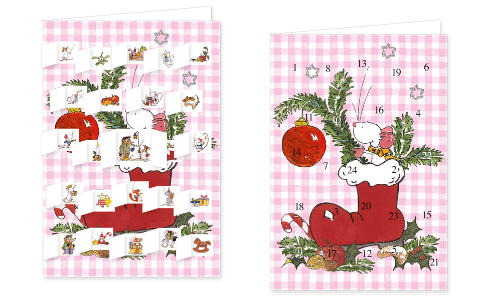 Adventskalenderkarte mit Umschlag und 24 Türchen von Rannenberg & Friends Weihnachten Tilda