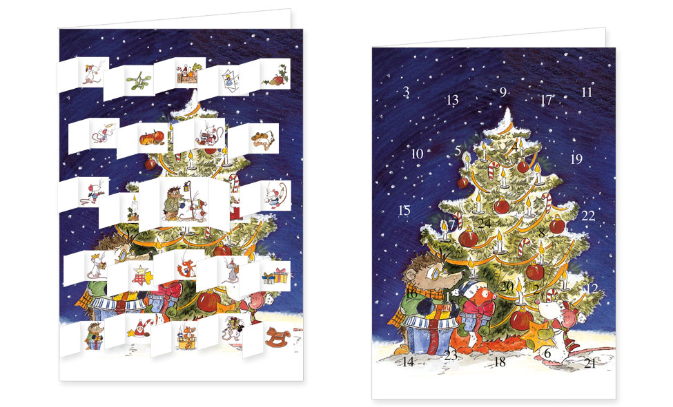 Adventskalenderkarte mit Umschlag und 24 Türchen von Rannenberg &amp; Friends Weihnachten Tilda