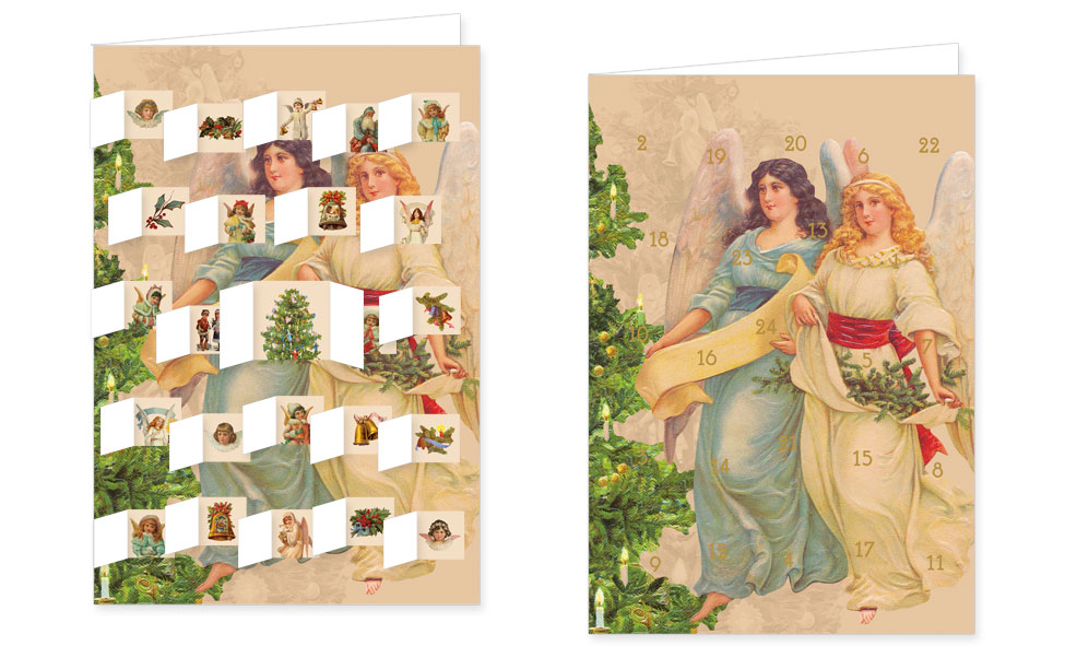Adventskalenderkarte mit Umschlag und 24 Türchen von Rannenberg & Friends Weihnachten Engelsboten