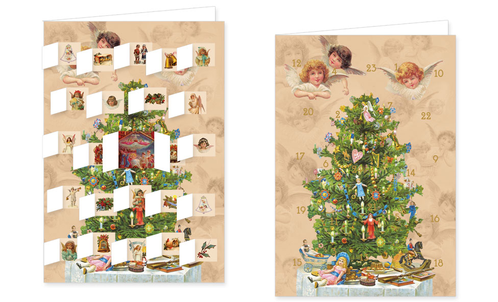 Adventskalenderkarte mit Umschlag und 24 Türchen von Rannenberg & Friends Weihnachten Bescherung