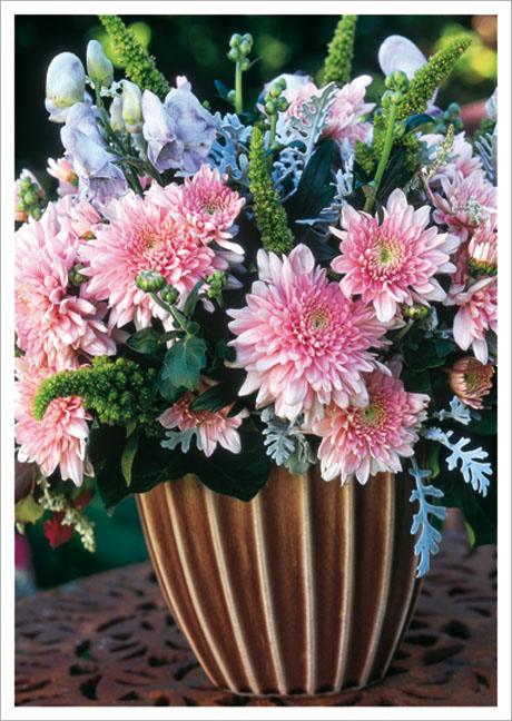 Postkarte Dahlien in einer Vase