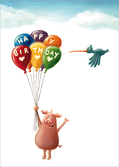 Postkarte Happy Birthday Ballons