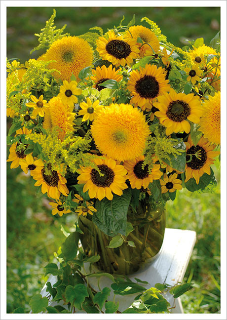 Postkarte Sonnenblumenstrauß