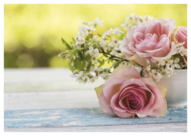 Postkarte Blumenarrangement mit Rosen