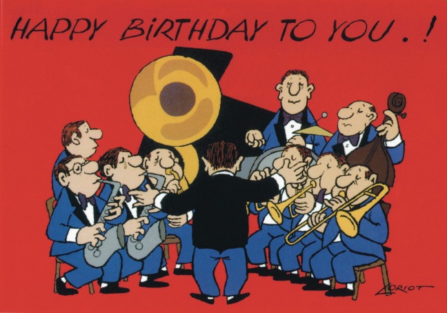 Postkarte A6 von inkognito Loriot Happy Birthday to you Big Band - Postkarte A6 von inkognito