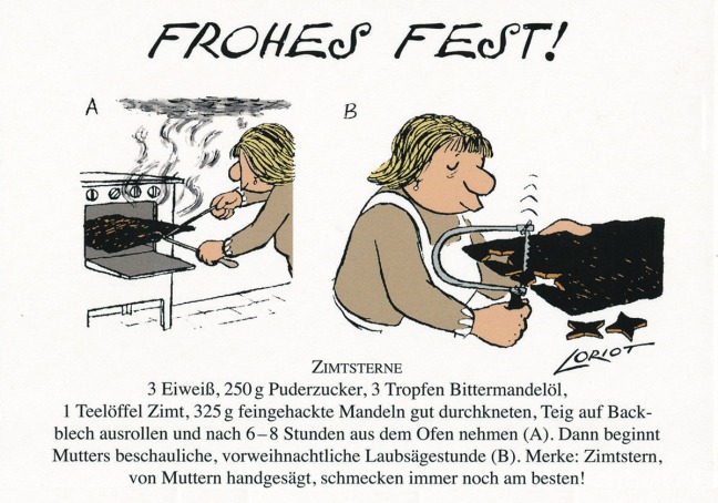 Postkarte A6 von inkognito Loriot Frohes Fest Zimtsterne - Postkarte A6 10,5 x 14,8 cm