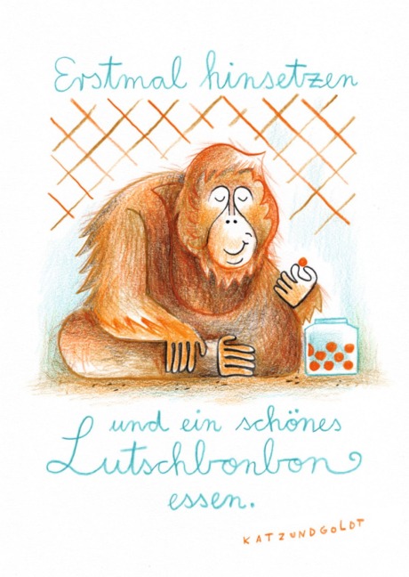 Postkarte A6 inkognito Katz und Goldt Lutschbonbon - Postkarte A6 10,5 x 14,8 cm