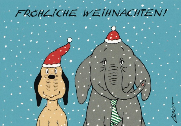 Postkarte A6 von inkognito Fröhliche Weihnachten Wum und Wendelin Loriot