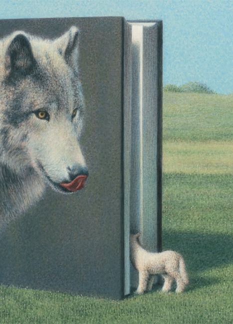 Postkarte A6 inkognito Quint Buchholz Wolf und Lamm - Postkarte A6 105 x 148 cm