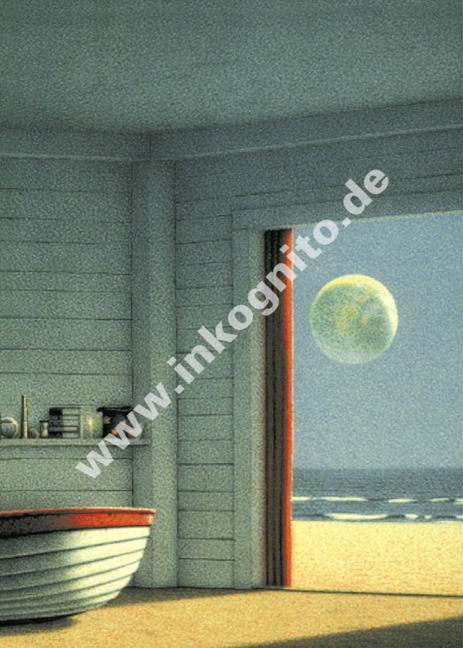 Postkarte Quint Buchholz Luna Mond im Buch