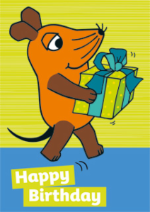 Postkarte A6 modern times Die Maus Happy Birthday - Postkarte A6 10,5 x 14,8 cm