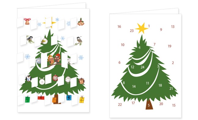 Adventskalenderkarte mit Umschlag und 24 Türchen von Rannenberg &amp; Friends Weihnachten Tannenbaum -