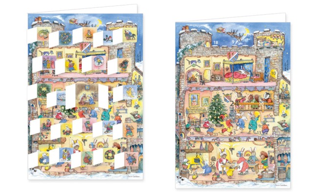 Adventskalenderkarte mit Umschlag und 24 Türchen von Rannenberg &amp; Friends Weihnachten Hasen -