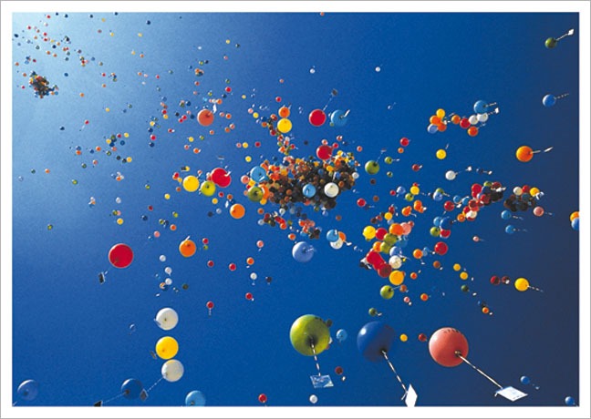 Postkarte Luftballons heben ab - Postkarte A6 105 x 148 cm