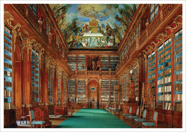 Postkarte Bibliothek des Prämonsrtatenser Klosters Strahov in Prag - Postkarte A6 105 x 148 cm