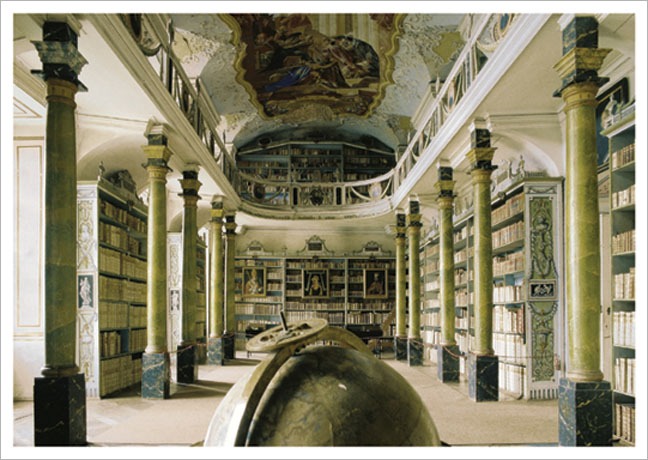 Postkarte Bibliothek im Benediktingerkloster Braunau - Postkarte A6 105 x 148 cm