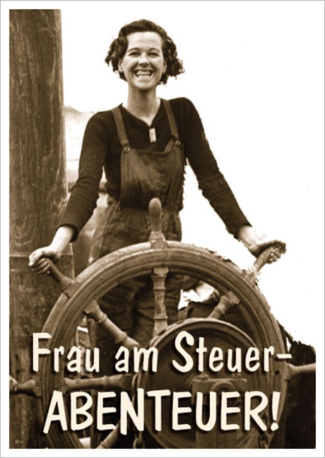 Postkarte Frau am Steuer - Abenteuer - Postkarte A6 10,5 x 14,8 cm
