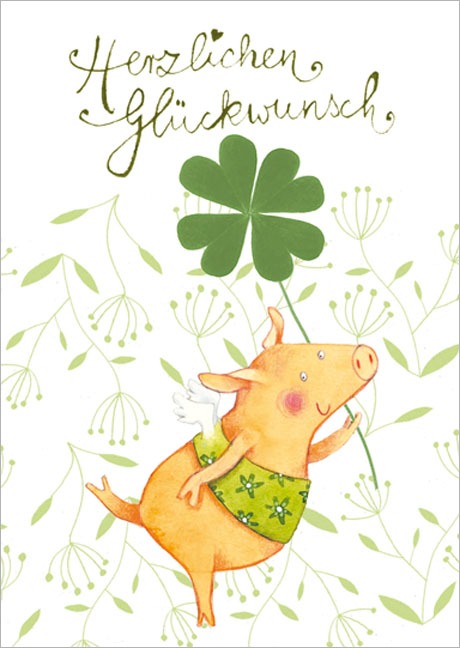 Postkarte Viel glück, viel Schwein - Postkarte A6 10,5 x 14,8 cm