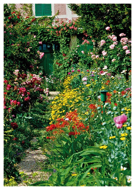 Postkarte Blumenrabatte ini Monets Garten - Postkarte A6 105 x 148 cm