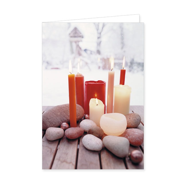 Doppelkarte Steine mit bunten Kerzen- Rannenberg &amp; Friends - Doppelkarte Klappkarte mit Umschlag