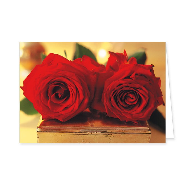 Doppelkarte Rote Rosen auf Golddose- Rannenberg & Friends - Doppelkarte Klappkarte mit Umschlag