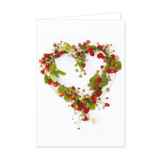 Doppelkarte Herz aus Erdbeeren- Rannenberg & Friends - Doppelkarte Klappkarte mit Umschlag Maße: