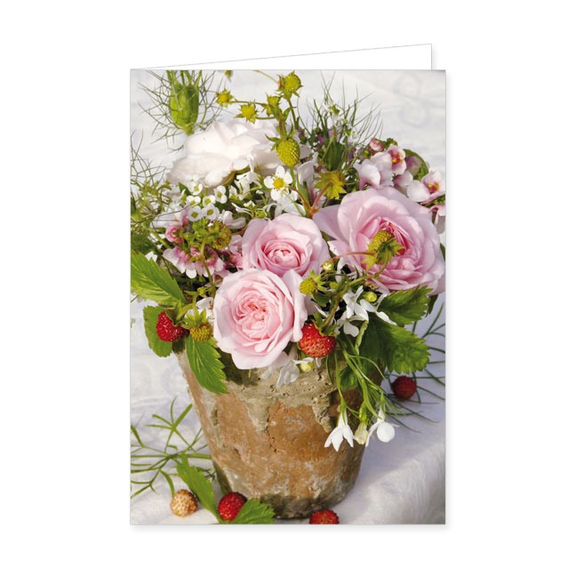 Doppelkarte Blütentopf- Rannenberg & Friends - Doppelkarte Klappkarte mit Umschlag Maße: 125 x