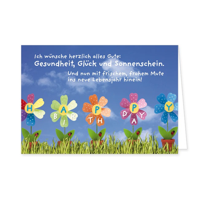 Doppelkarte Geburtstagsblumen- Rannenberg & Friends - Doppelkarte Klappkarte mit Umschlag Maße: