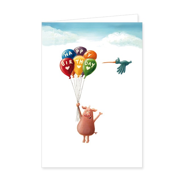 Doppelkarte Happy Birthday Ballons- Rannenberg &amp; Friends - Doppelkarte Klappkarte mit Umschlag,