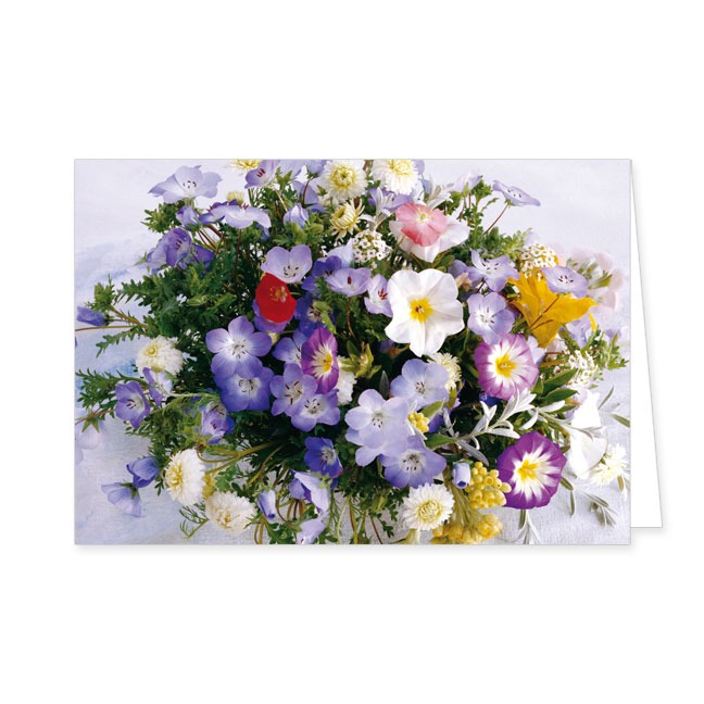 Doppelkarte Ein bunter Blumensttrauß- Rannenberg &amp; Friends - Doppelkarte Klappkarte mit Umschlag,