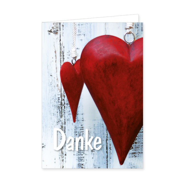 Doppelkarten Rote Herzen zum Dank- Rannenberg & Friends - Doppelkarte Klappkarte mit Umschlag