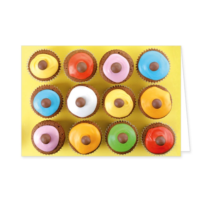 Doppelkarten Muffins mit buntem Zuckerguss- Rannenberg & Friends - Doppelkarte Klappkarte mit