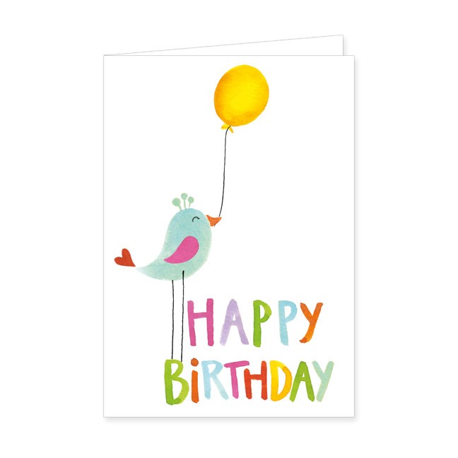 Doppelkarten Happy Birthday mit Vogel- Rannenberg &amp; Friends - Doppelkarte Klappkarte mit Umschlag,