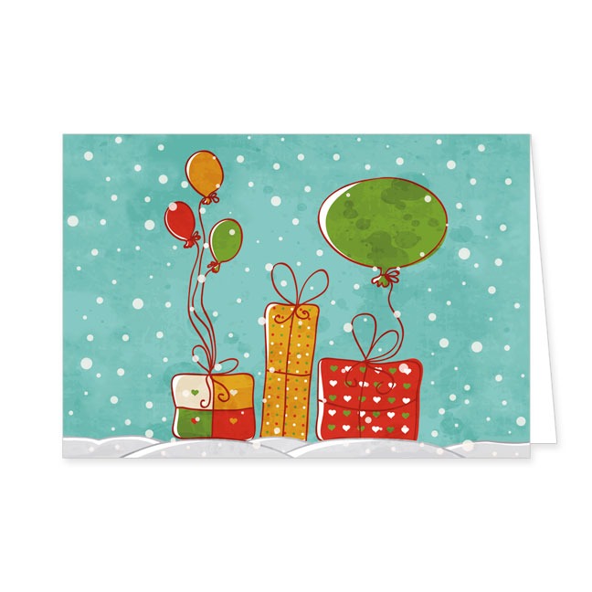 Doppelkarte Geschenke und Luftballons- Rannenberg & Friends - Doppelkarte Klappkarte mit Umschlag