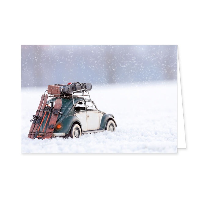 Doppelkarte Käfer im Schnee- Rannenberg & Friends - Doppelkarte Klappkarte mit Umschlag Maße: